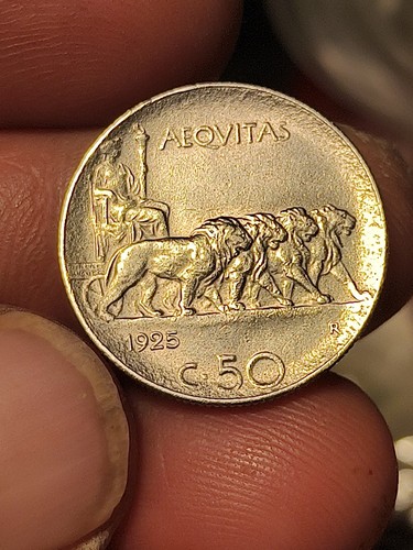 Centesimi leoni 1925 rigato - centesimi,