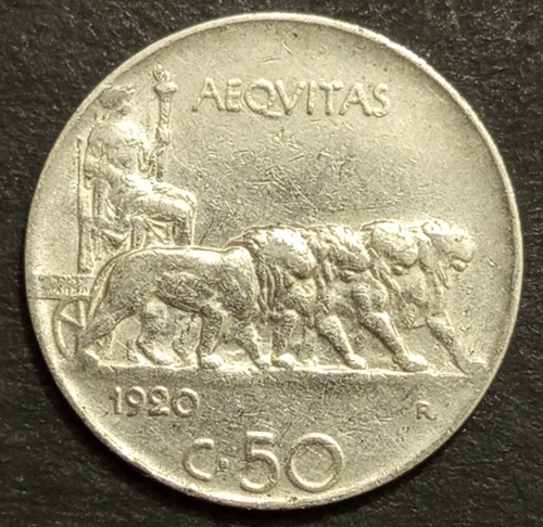 Centesimi lire leoni - 50, 1920